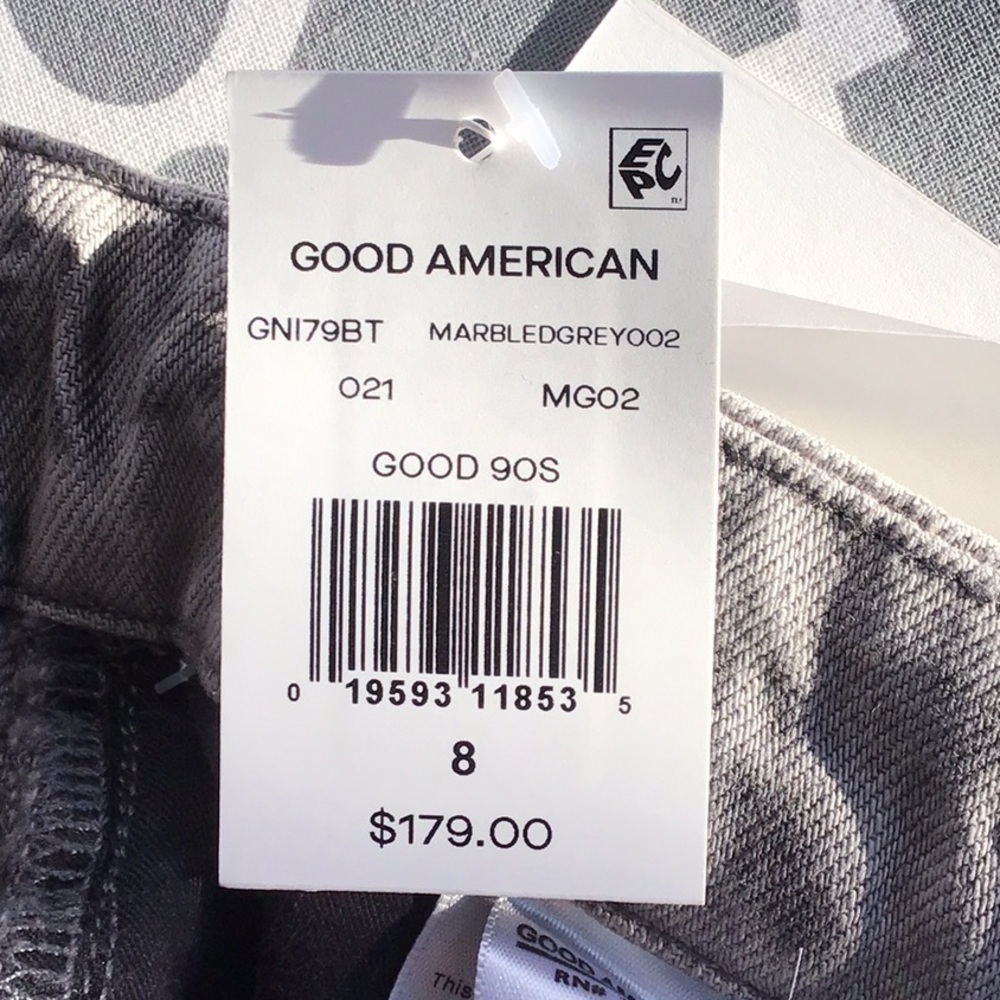 GOOD AMERICAN 
Good 90s marbled grey relaxed jeans size 8/29 NWT - Picture 11 of 11
